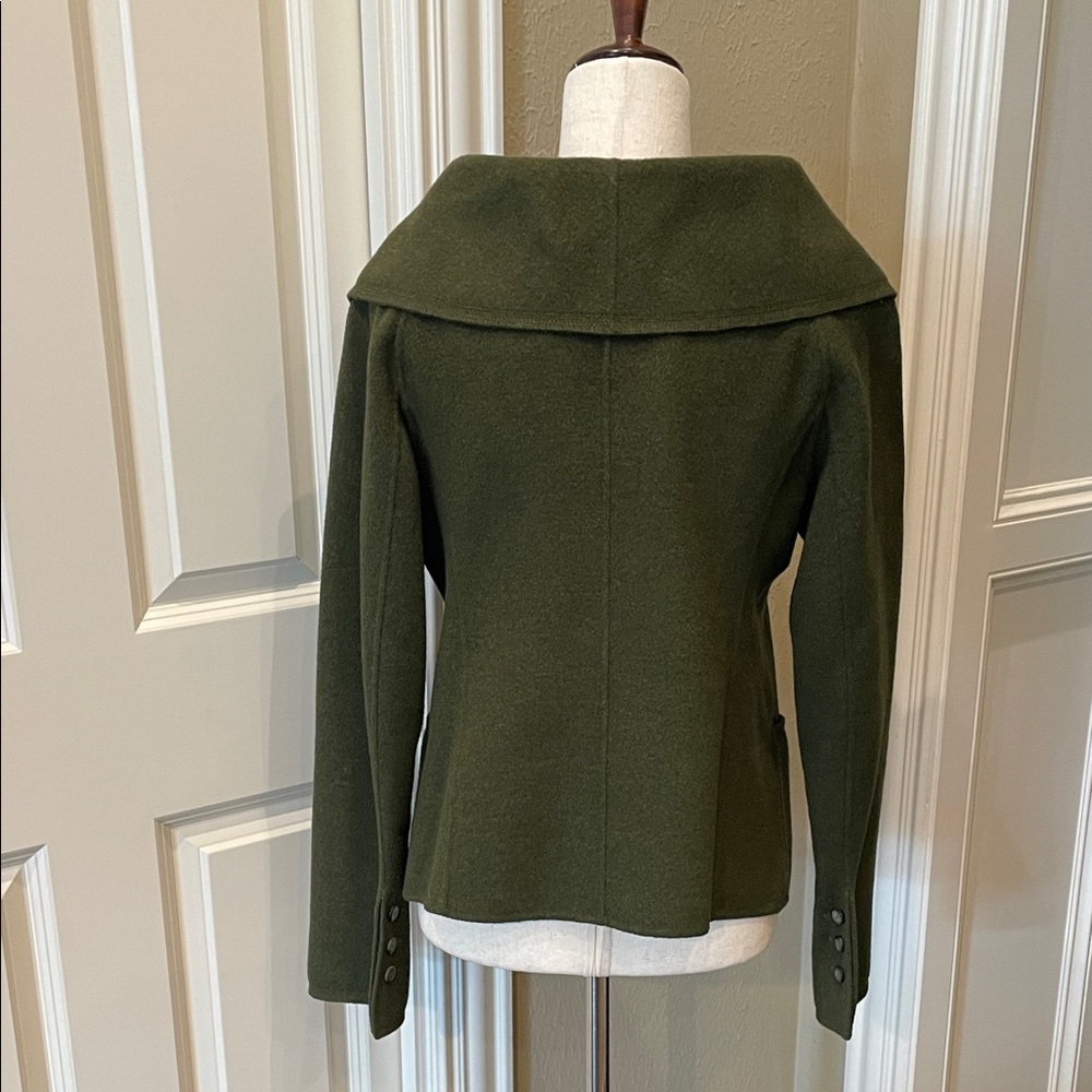 Olive Green Women's Wool Blend Button Jacket - Picture 4 of 9